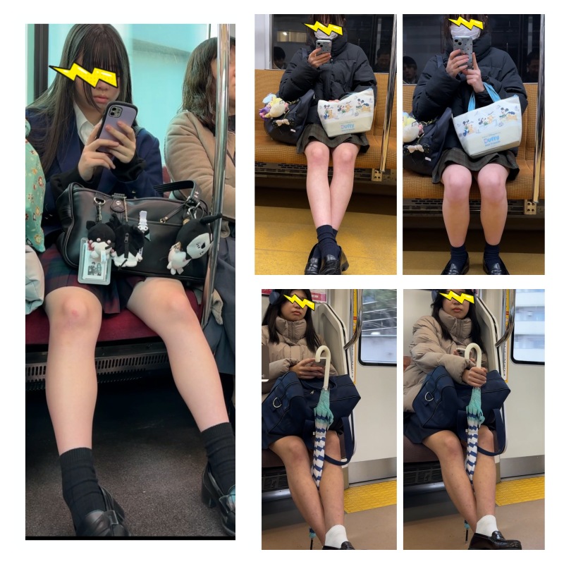 3名の制服美女の対面エロ過ぎる生脚美脚565